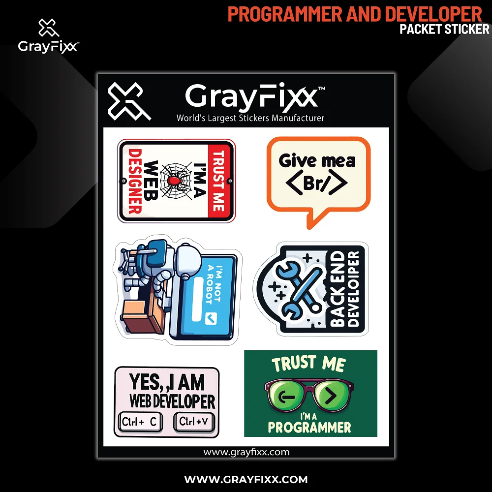 Programmer & Developer Packet Sticker | Made In Premium Gloss Vinyl With FPF(Fade Protection Film), Water Proof, Precut Sticker, Pack Of 1